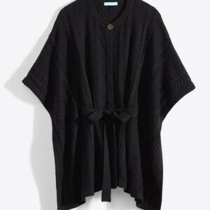 Draper James Belted Black‎ Cap Poncho Style with Gold Button Size XS - S